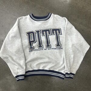 Pitt Panthers Sweatshirt Mens Large Gray Crewneck College Football University